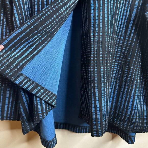 IC By CONNIE K Jacket Sz L Black Blue Textured Single Button Artsy Lagenlook - Picture 6 of 13